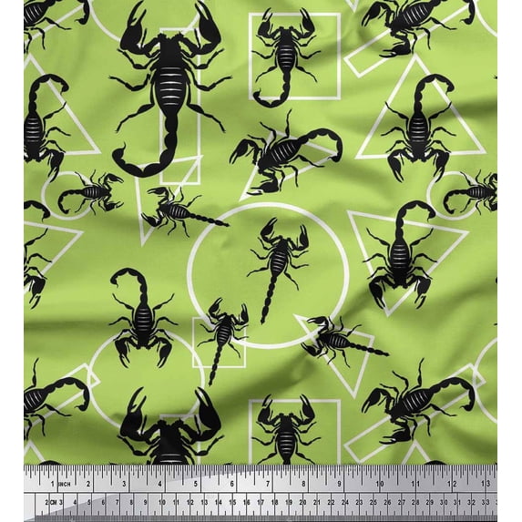 Soimoi Cotton Cambric Fabric Geometric Shapes & Scorpion Insects Print Fabric by Yard 42 Inch Wide