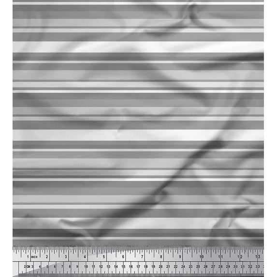 Soimoi Cotton Cambric Fabric Horizontal Stripe Decor Fabric Printed Yard 42 Inch Wide