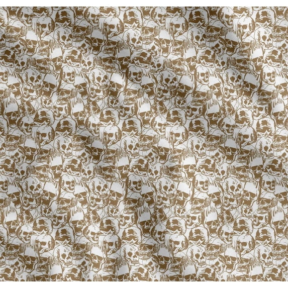 Soimoi Cotton Cambric Fabric Horror Skull Halloween Print Sewing Fabric Yard 56 Inch Wide