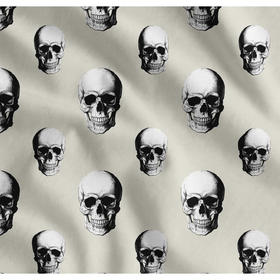 Soimoi Cotton Cambric Fabric Horror Skull Halloween Printed Fabric 1 Yard 56 Inch Wide