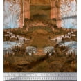 thumbnail image 1 of Soimoi Cotton Cambric Fabric House & Tree Scene Print Fabric by Yard 42 Inch Wide, 1 of 1