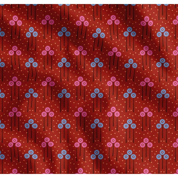 Soimoi Cotton Cambric Fabric Leaves & Floral Artistic Print Fabric by the Yard 56 Inch Wide