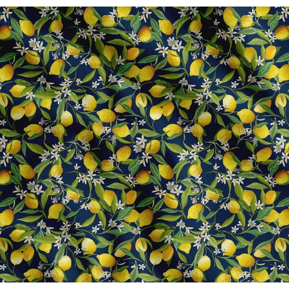 Soimoi Cotton Cambric Fabric Leaves,Floral & Lemon Vegetable Fabric Prints by Yard 42 Inch Wide