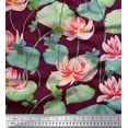 thumbnail image 1 of Soimoi Cotton Cambric Fabric Leaves & Lotus Flower Print Fabric by Yard 42 Inch Wide, 1 of 1