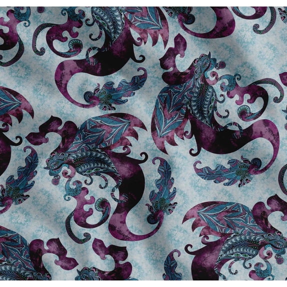 Soimoi Cotton Cambric Fabric Leaves Paisley Printed Craft Fabric by The Yard 42 Inch Wide