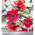 thumbnail image 1 of Soimoi Cotton Cambric Fabric Leaves & Poppy Flower Print Fabric by the Yard 42 Inch Wide, 1 of 1