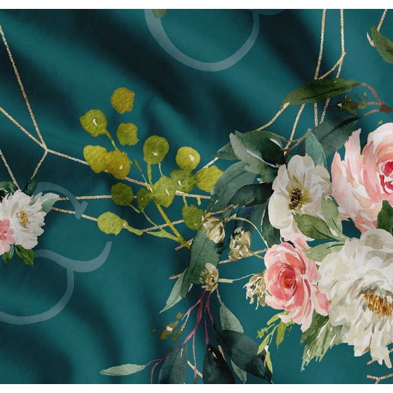 Soimoi Cotton Cambric Fabric Leaves & Ranunculus Floral Printed Craft Fabric by the Yard 42 Inch Wide