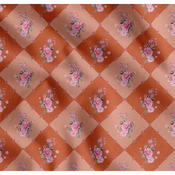 Soimoi Cotton Cambric Fabric Leaves, & Rose Floral Fabric Prints By Yard 56 Inch Wide