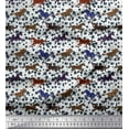 thumbnail image 1 of Soimoi Cotton Cambric Fabric Leaves & Running Horse Animal Fabric Prints by Yard 42 Inch Wide, 1 of 1