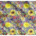thumbnail image 1 of Soimoi Cotton Cambric Fabric Leaves & Sunflower Watercolor Print Fabric by The Yard 56 Inch Wide, 1 of 7