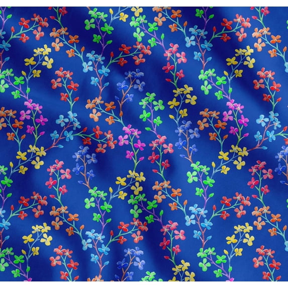 Soimoi Cotton Cambric Fabric Lilac Floral Printed Craft Fabric by The Yard 56 Inch Wide