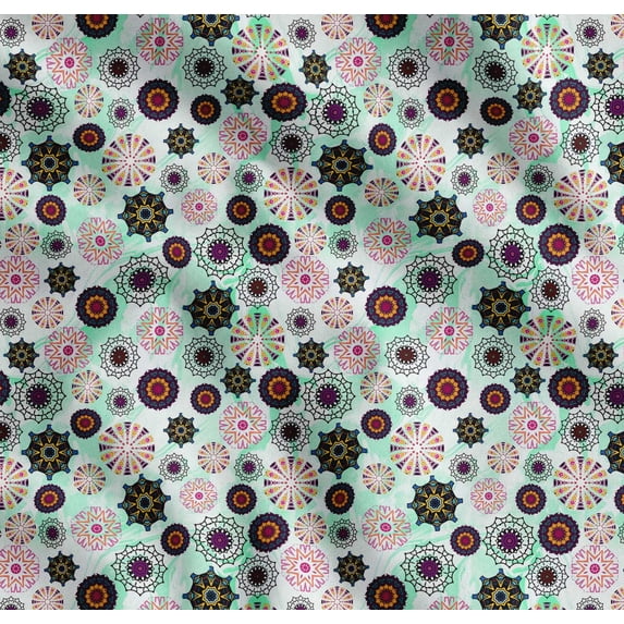 Soimoi Cotton Cambric Fabric Mandala Kaleidoscope Print Sewing Fabric Yard 42 Inch Wide