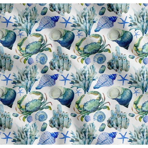 Soimoi Cotton Cambric Fabric - Ocean Print - Blue - 56" Wide, Soft Lightweight Fabric by 2 Yard for Kurtas, Dresses, Baby Clothes, Linings, Quilting & Embroidery Base