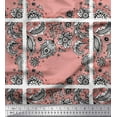 thumbnail image 1 of Soimoi Cotton Cambric Fabric Paisley & Black Sketch Flower Printed Fabric 1 Yard 56 Inch Wide, 1 of 1