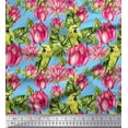 thumbnail image 1 of Soimoi Cotton Cambric Fabric Parrot,Leaves & Lotus Floral Print Sewing Fabric Yard 56 Inch Wide, 1 of 1