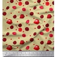 thumbnail image 1 of Soimoi Cotton Cambric Fabric Raspberry,Strawberry & Cherry Fruits Print Fabric by The Yard 56 Inch Wide, 1 of 3