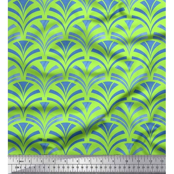 Soimoi Cotton Cambric Fabric Scales Geometric Print Fabric by the Yard 56 Inch Wide