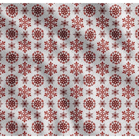 Soimoi Cotton Cambric Fabric Snow Flakes Floral Printed Fabric 1 Yard 56 Inch Wide