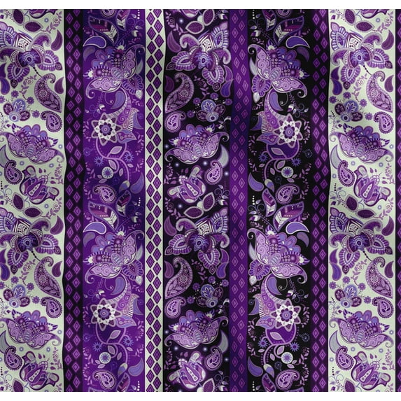 Soimoi Cotton Cambric Fabric Stripe & Paisley Print Fabric by the Yard 56 Inch Wide