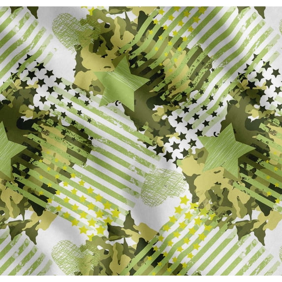 Soimoi Cotton Cambric Fabric Stripe,Star & Camouflage Print Sewing Fabric Yard 42 Inch Wide