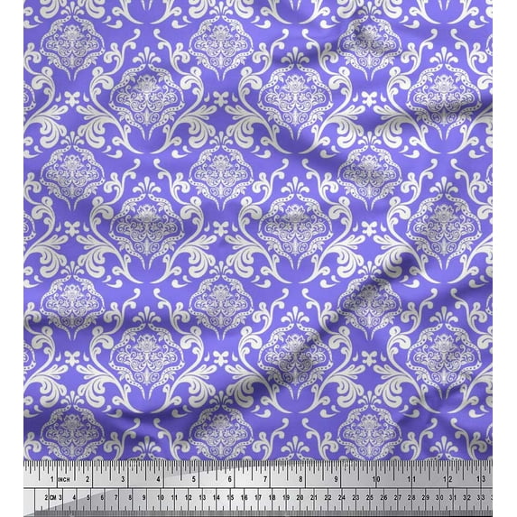 Soimoi Cotton Cambric Fabric Swirls & Floral Artistic Print Fabric by Yard 56 Inch Wide