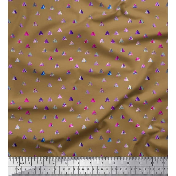 Soimoi Cotton Cambric Fabric Texture & Triangle Geometric Print Fabric by The Yard 42 Inch Wide