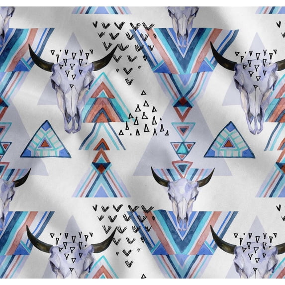 Soimoi Cotton Cambric Fabric Triangle & Animal Face Fabric Prints By Yard 56 Inch Wide