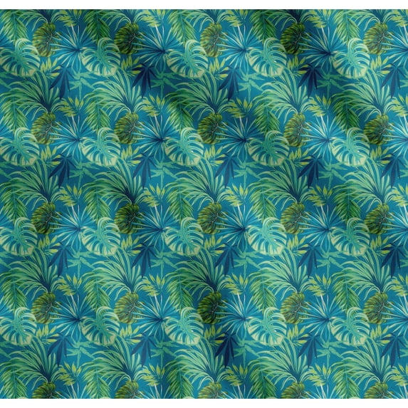 Soimoi Cotton Cambric Fabric Tropical Leaves Fabric Prints by Yard 42 Inch Wide