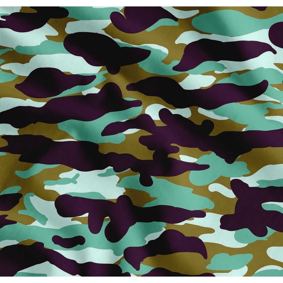 Soimoi Cotton Cambric Fabric Two Tone With White Camouflage Print Fabric by the Yard 42 Inch Wide