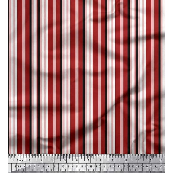 Soimoi Cotton Cambric Fabric Vertical Stripe Fabric Prints by Yard 42 Inch Wide