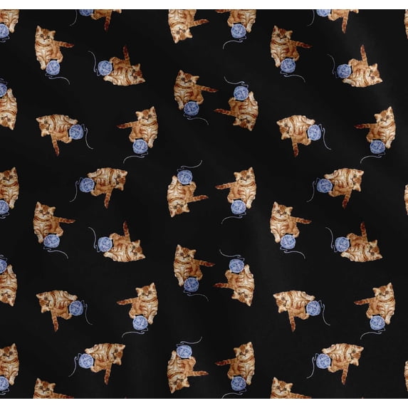 Soimoi Cotton Cambric Fabric Wool & Cat Animal Print Fabric by Yard 42 Inch Wide