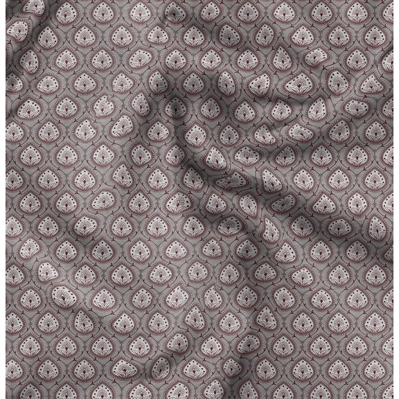 Soimoi Cotton Cambric Gray Fabric By the Yard - 42 Inch Wide - Damask Block Textile - Elegant and Classic Patterns for Timeless Designs Printed Fabric