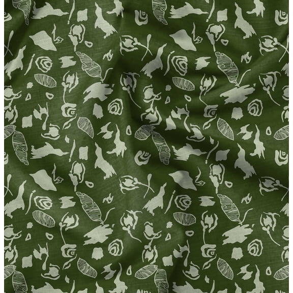 Soimoi Cotton Cambric Green Fabric - By the Yard - 42 Inch Wide - Abstracts Art Fabric - Contemporary and Unique Patterns for Creative Projects Printed Fabric