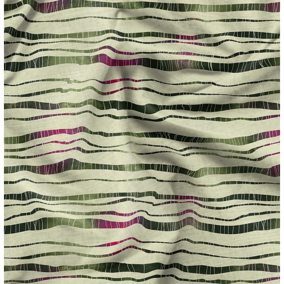 Soimoi Cotton Cambric Green Fabric By the Yard - 42 Inch Wide - Abstracts Wave Fabric - Contemporary and Unique Patterns for Creative Projects Printed Fabric