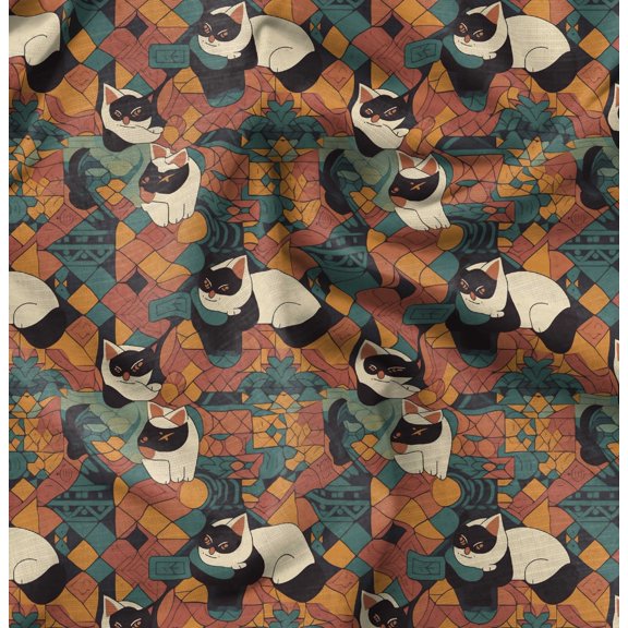 Soimoi Cotton Cambric Green Fabric By the Yard - 42 Inch Wide - Geometric Abstract Print Fabric - Modern and Symmetrical Designs for Contemporary Styles Printed Fabric