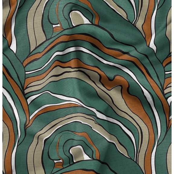 Soimoi Cotton Cambric Green Fabric - By the Yard - 42 Inch Wide - Abstract Irregular - Print Fabric Inspired Elegance for Apparel and Decor Printed Fabric