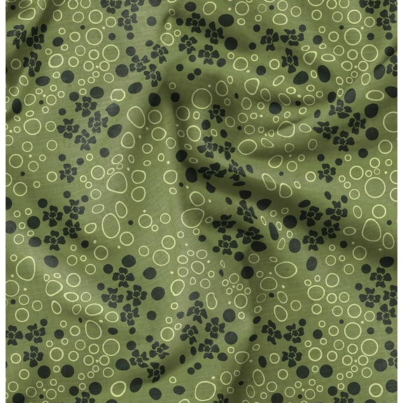 Soimoi Cotton Cambric Green Fabric By the Yard - 42 Inch Wide - African Tribal Material - Artistic and Modern Patterns for Various Uses Printed Fabric