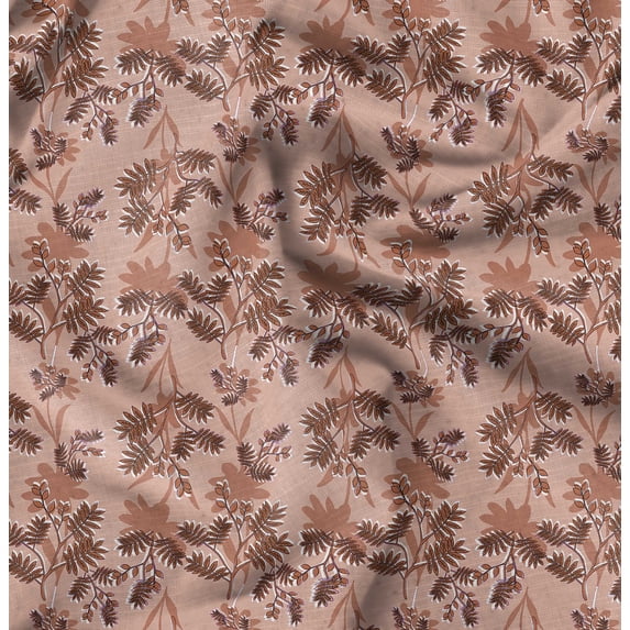 Soimoi Cotton Cambric Orange Fabric By the Yard - 42 Inch Wide - Florals, Leaves Print Fabric - Elegant & Beautiful Patterns for Fashion and Home Decor Printed Fabric