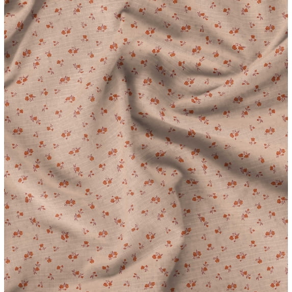 Soimoi Cotton Cambric Orange Fabric By the Yard - 42 Inch Wide -Rose Floral Pattern Textile - Romantic and Delicate Designs for Stylish Projects Printed Fabric