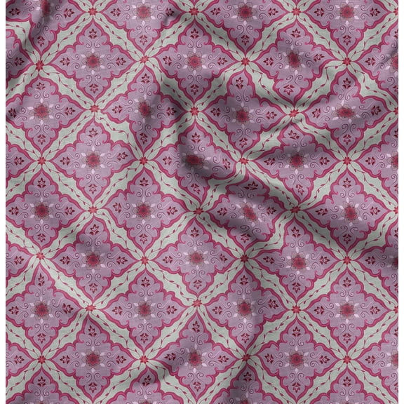 Soimoi Cotton Cambric Pink Fabric By the Yard - 42 Inch Wide - Floral Pattern Textile - Romantic and Delicate Designs for Stylish Projects Printed Fabric