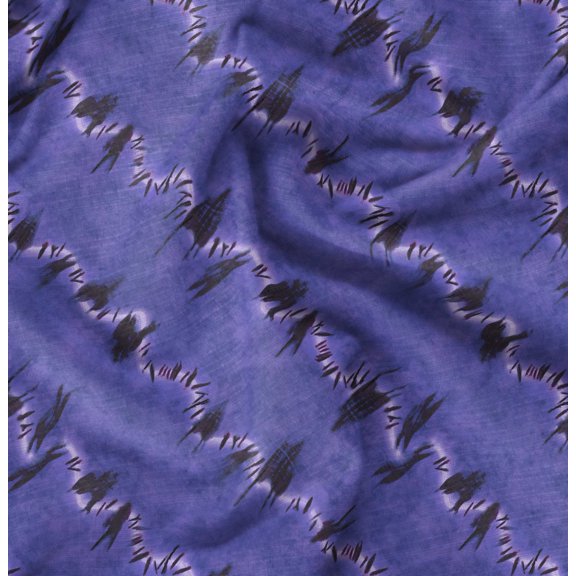 Soimoi Cotton Cambric Purple Fabric By the Yard - 42 Inch Wide - Diagonal Stripe Tie & Dye Botanical - Nature's Enhanced with Diagonal Stripe & Tie Dye Patterns Printed Fabric