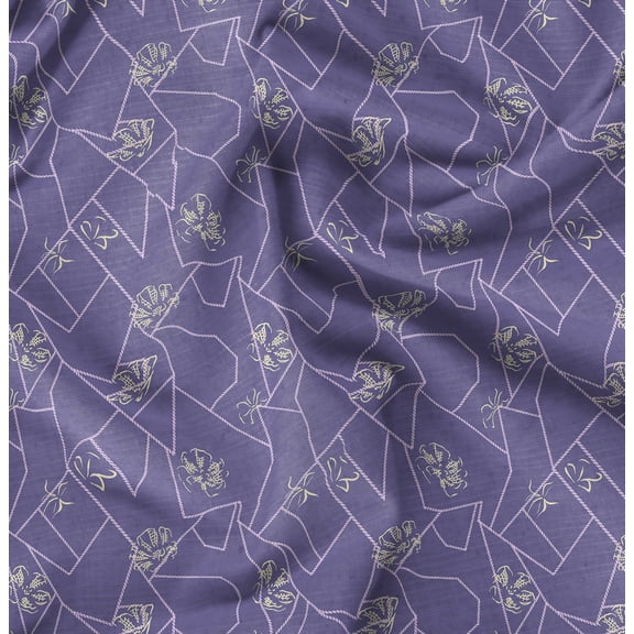 Soimoi Cotton Cambric Purple Fabric By the Yard - 42 Inch Wide - Geometric Floral Textile - Contemporary and Stylish Designs for Fashion and Crafts Printed Fabric