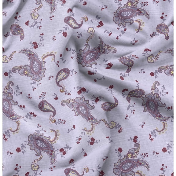 Soimoi Cotton Cambric Purple Fabric By the Yard - 42 Inch Wide - Paisley Pattern Fabric - Botanical and Elegant Designs for Various Uses Printed Fabric