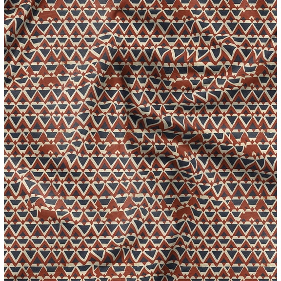 Soimoi Cotton Cambric Red Fabric By the Yard - 42 Inch Wide - Triangle Geometric Print Fabric - Geometric and Chic Fusion for Creative Crafts Printed Fabric