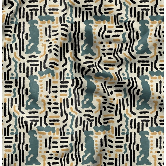 Soimoi Cotton Cambric White Fabric - By the Yard - 42 Inch Wide - Abstracts Art Fabric - Contemporary and Unique Patterns for Creative Projects Printed Fabric