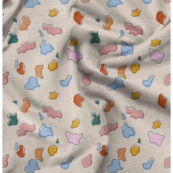 Soimoi Cotton Cambric White Fabric - By the Yard - 42 Inch Wide - Abstracts Art Fabric - Contemporary and Unique Patterns for Creative Projects Printed Fabric