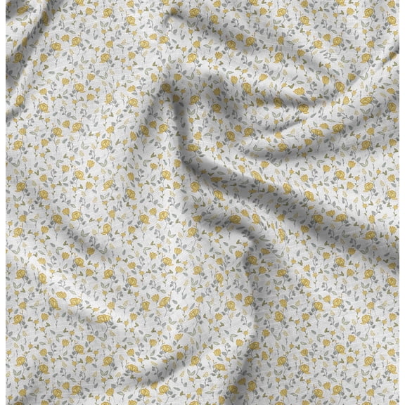 Soimoi Cotton Cambric Yellow Fabric By the Yard - 42 Inch Wide - Florals, Leaves Print Fabric - Elegant & Beautiful Patterns for Fashion and Home Decor Printed Fabric