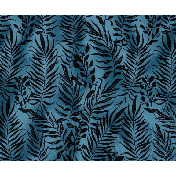 Soimoi Cotton Canvas | 56" Wide, Sold by The Yard | Leaves Pattern - Blue | Durable Medium Weight Fabric for Bags, Curtains, Crafts & Dcor