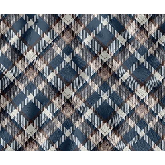 Soimoi Cotton Canvas Fabric By 10 Yard | Printed Check Print in Blue | 56 Inch Wide | Medium Weight, Durable Material for Upholstery, Bags, Curtains & Crafts