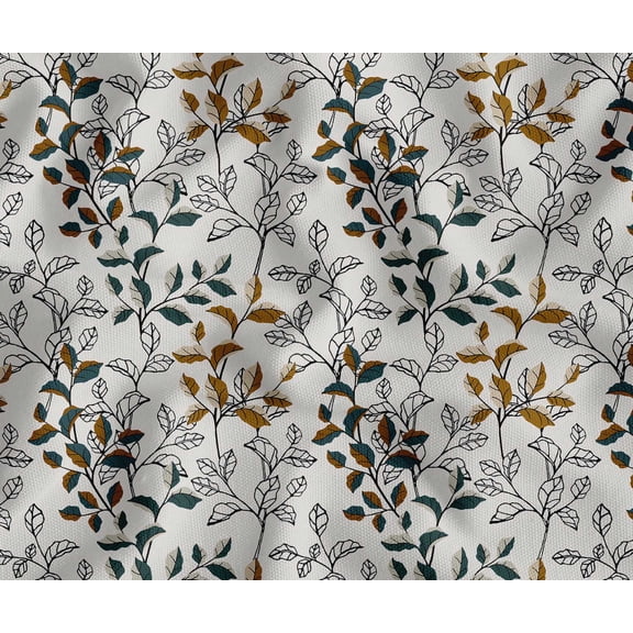 Soimoi Cotton Canvas Fabric By 10 Yard | Printed Leaves Print in White | 56 Inch Wide | Medium Weight, Durable Material for Upholstery, Bags, Curtains & Crafts